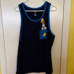 Disney Navy Tank with Blue Trim and Goofy Pocket Graphic